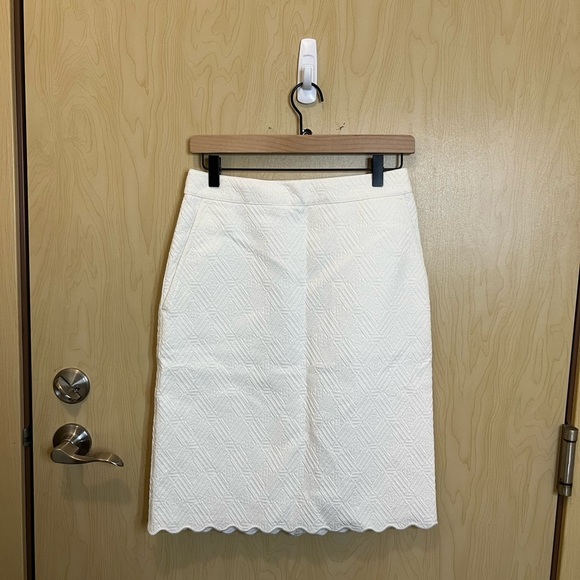 Tory Burch Bailey Pencil Skirt Tapestry Jacquard White